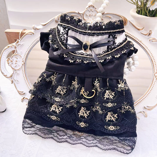 Falda Gótica Dorada para Mascotas - Ropa Elegante para Perros y Gatos