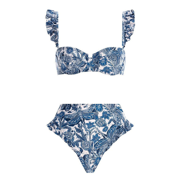 Bikini Realce Push Up Cintura Alta para Vacaciones Termales