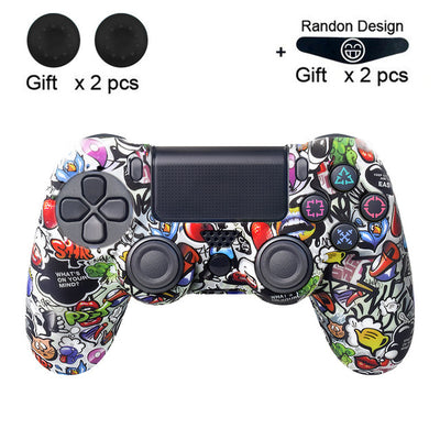 Bright yellow silicone protective cover for a PS4 controller, featuring black buttons and colored action symbols. - Image 43