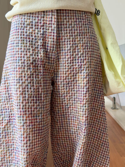 Pantalones de Lino Ancho Cuadros Mujer - Cómodos y Transpirables - Image 23