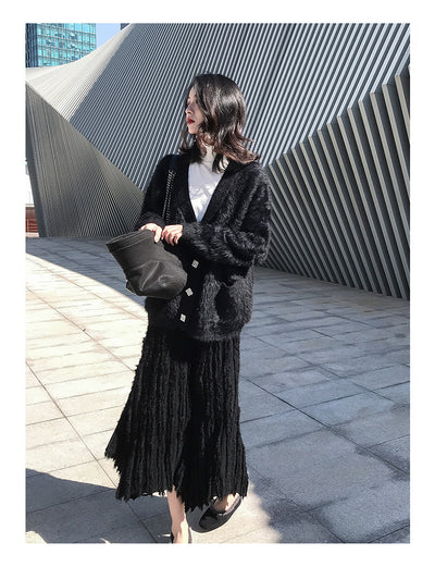 Falda Tejida Irregular Cintura Alta Midi para Mujer - Image 21