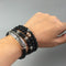 Pulsera de Cuero Trenzado con Cruz Plateada para Hombre y Mujer