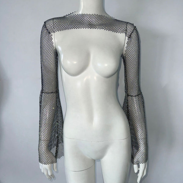 Blusa de Red Rhinestone con Tirante Elástico - Image 3