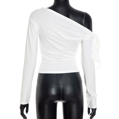 Playera Asimétrica con Nudo Torcido y Hombro Único - Image 22