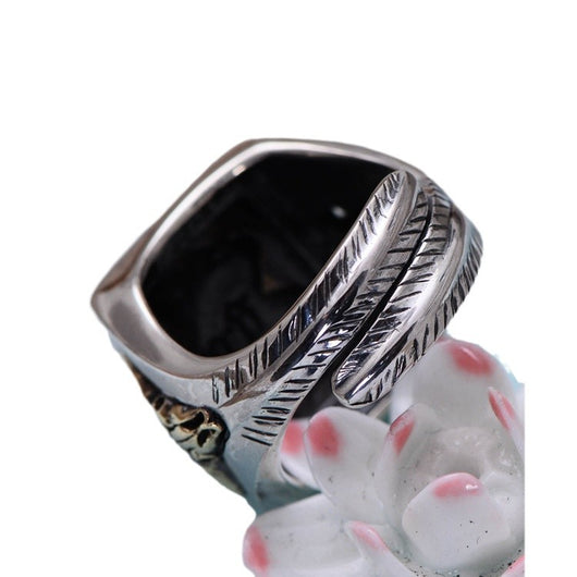 Anillo Abierto Jefe Indio en Plata de Ley S925 para Hombre - Image 5