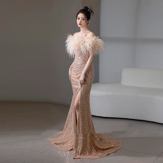 Vestido de Noche Elegante Silueta Sirena