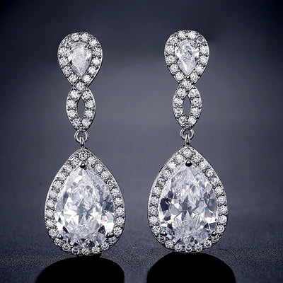 Aretes de Novia con Zirconia AAA Forma de Gota Banquete Nupcial - Image 19