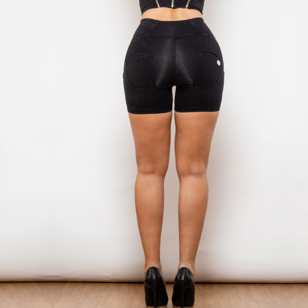 Shorts Yoga Levanta Cadera Denim Alta Elasticidad para Mujer - Image 7