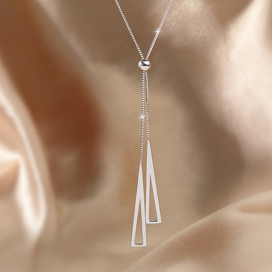 Collar de Plata Esterlina con Triángulo Geométrico Ajustable para Mujer - Image 10