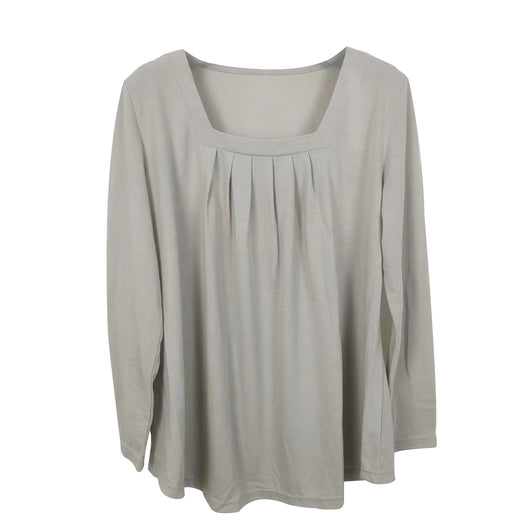 Blusa Plisada Cuello Cuadrado Manga Larga Talla Grande Algodón Imitación - Image 31