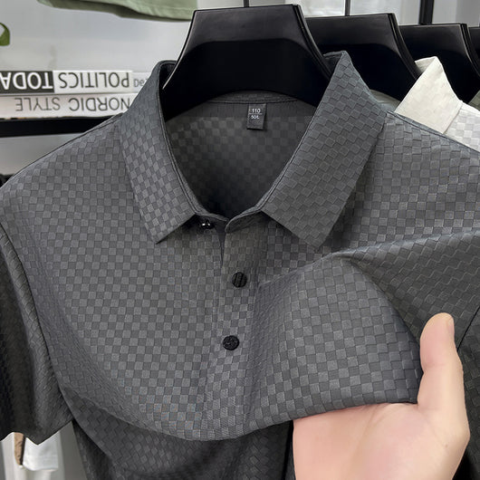 Playera Polo Hombre Jacquard Cuadros Transpirable Verano - Image 3
