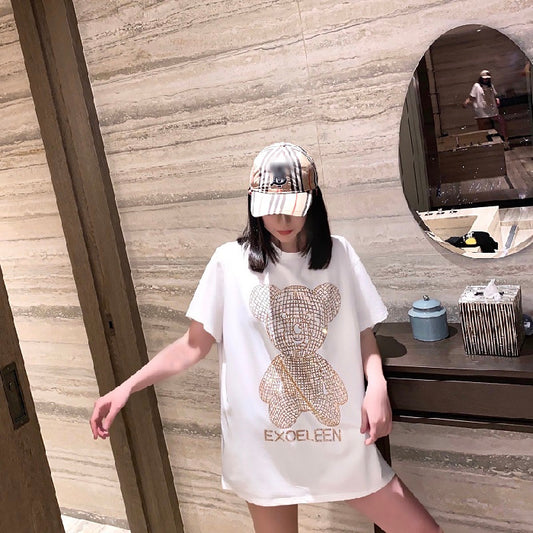 Playera Diamante Brillante Dorada Mediana para Mujer