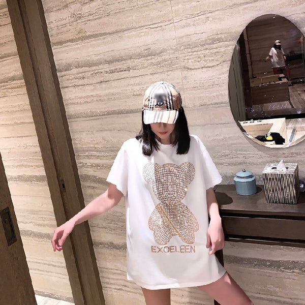 Playera Diamante Brillante Dorada Mediana para Mujer