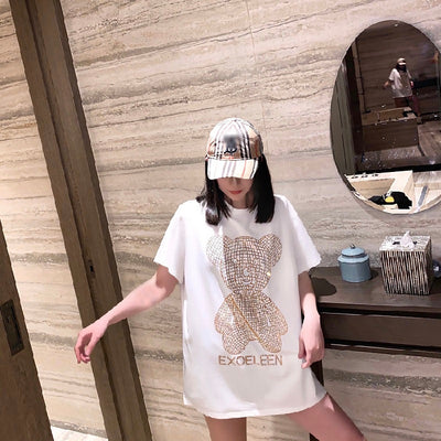 Playera Diamante Brillante Dorada Mediana para Mujer