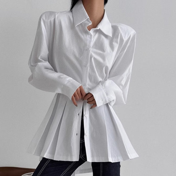 Blusa de Algodón con Cordones - Camisa Versátil de Manga Larga