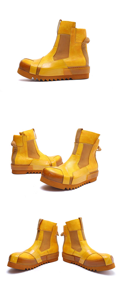 Zapatos Casual Retro de Cuero Artesanal con Suela Elevada - Image 12