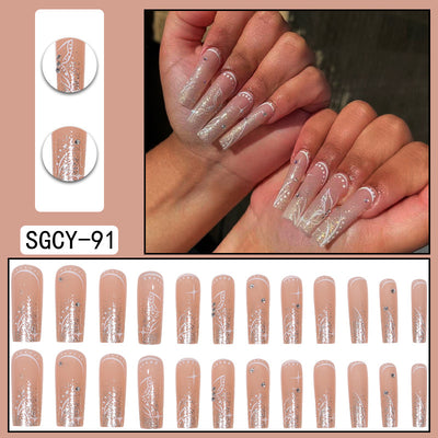 Uñas Postizas Degradado Floral con Efecto Espejo Electroplatado - Image 21