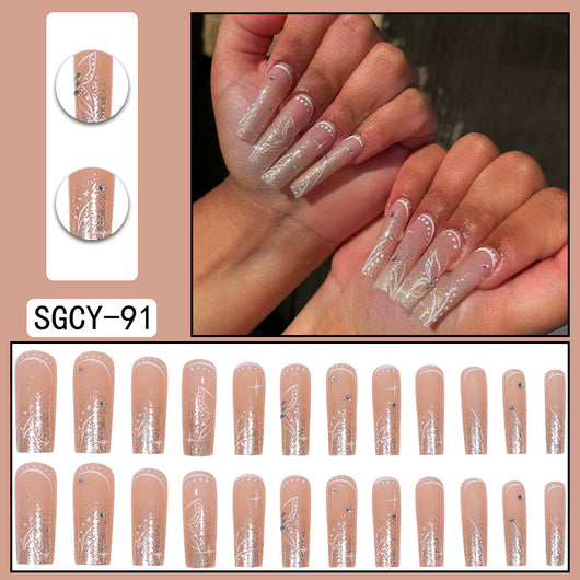 Uñas Postizas Degradado Floral con Efecto Espejo Electroplatado - Image 21