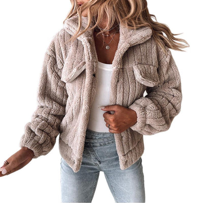 Cardigan Corto de Terciopelo con Rayas Hundidas y Solapa - Image 5