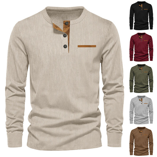 Henley de Pana para Hombre - Ajuste Slim, Manga Larga, Diseño Minimalista - Image 30