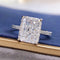 Anillo Radiante de Diamante Carbono Plata 8X10mm para Mujer
