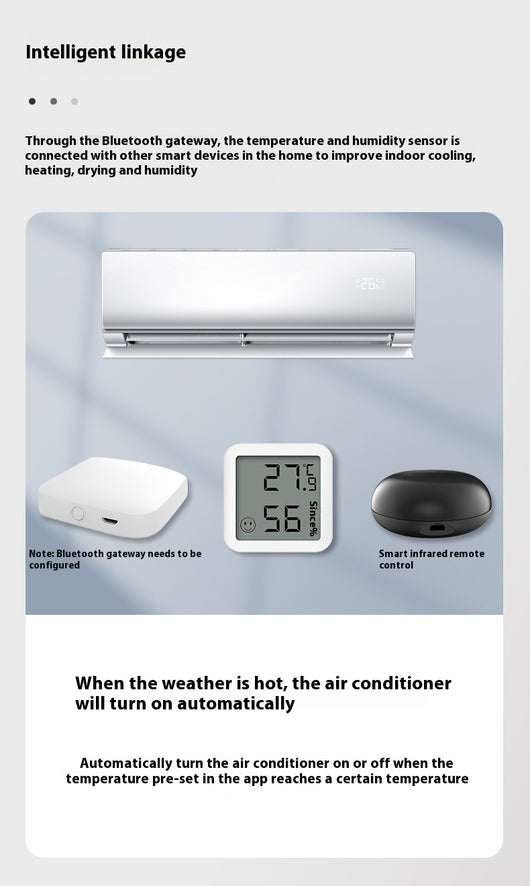 White mini Bluetooth temperature and humidity sensor with LCD display showing 27.9°C and 56% humidity. - Image 12