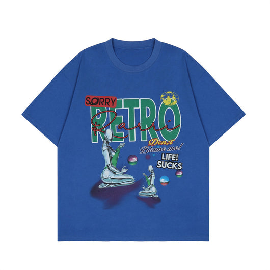 Playera Holgada Estampado Robot Alienígena Tech para Hombre - Image 11