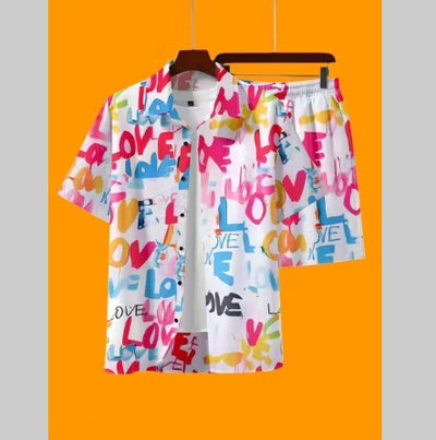 Conjunto de Pantalón y Playera Estampada 3D Suelta para Hombre - Image 14