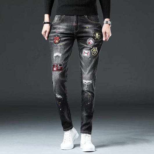 Jeans Casuales para Hombre con Bordado de Águila - Fácil de Combinar - Image 11