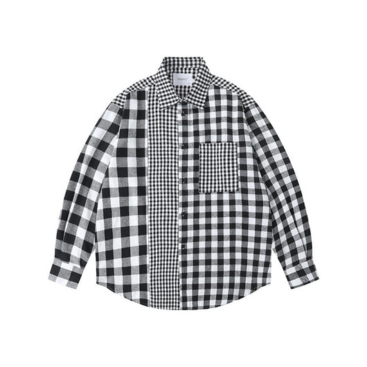 Camisa de Cuadros con Solapa para Hombre - Manga Larga