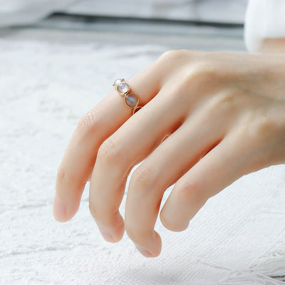 Anillo Labradorita Vintage Francés Plata 925 y Oro 14K - Image 3