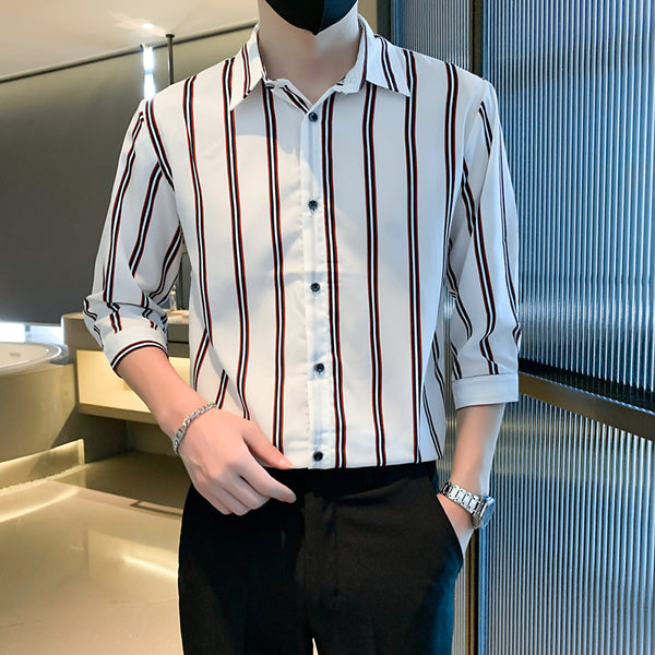Camisa Casual de Rayas Blancas y Negras para Hombre