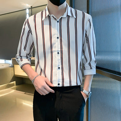 Camisa Casual de Rayas Blancas y Negras para Hombre
