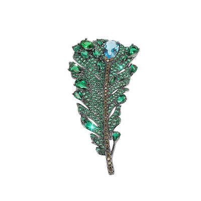 Broche de Cristal Verde Antiguo con Diseño de Pluma - Image 12