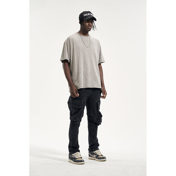 Pantalones Harem Cargo Desgastados con Múltiples Bolsillos para Hombre