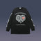 Suéter Holgado Retro Unisex con Estampado Calavera y Amor Desgastado