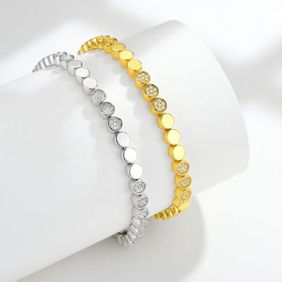 Pulsera de Moissanita Redonda Plateada en Oro - Diseño Burbuja Exclusivo para Mujer - Image 3