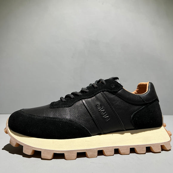 Zapatos Deportivos de Cuero para Hombre con Suela Gruesa y Cordones