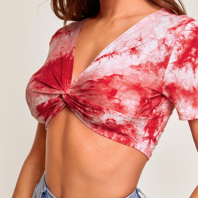 Blusa Corta Tie-Dye Estilo Europeo con Diseño Ombligo Descubierto - Image 9