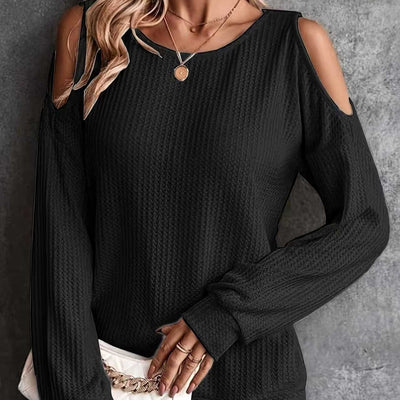 Blusa Manga Larga Hombros Descubiertos con Botones en la Espalda para Mujer - Image 4