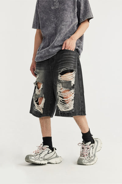 Shorts de Mezclilla Rotos Estilo Hip Hop Urbano - Image 17