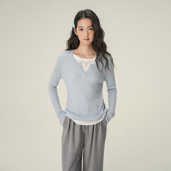 Blusa Interior Térmica Cuello V Manga Larga para Mujer