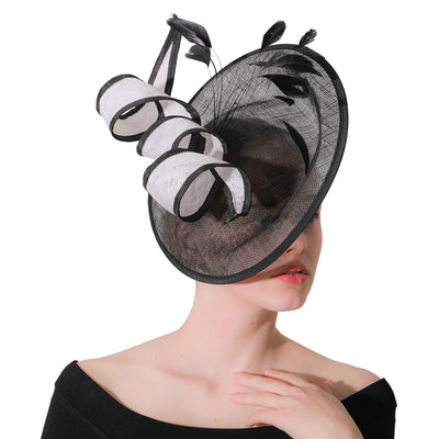 Sombrero de Malla Elegante para Novia y Eventos Formales Blanco y Negro - Image 8