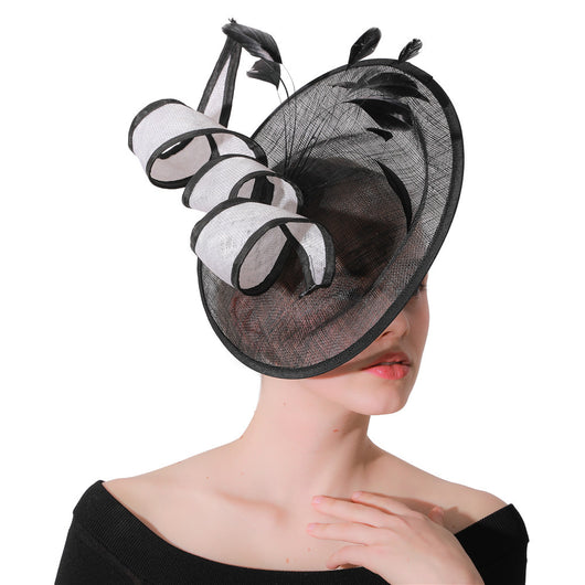 Sombrero de Malla Elegante para Novia y Eventos Formales Blanco y Negro - Image 8