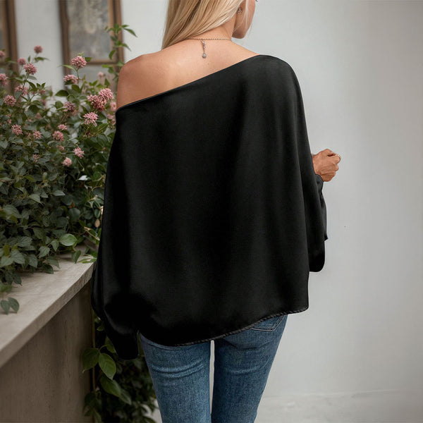 Blusa Suelta de Hombro Descubierto con Mangas Acampanadas