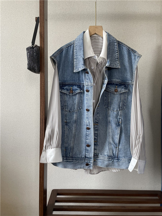 Chaleco Denim Suelto sin Mangas para Mujer - Image 21