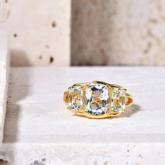 Anillo de Amatista Verde Natural con Gemas Auténticas