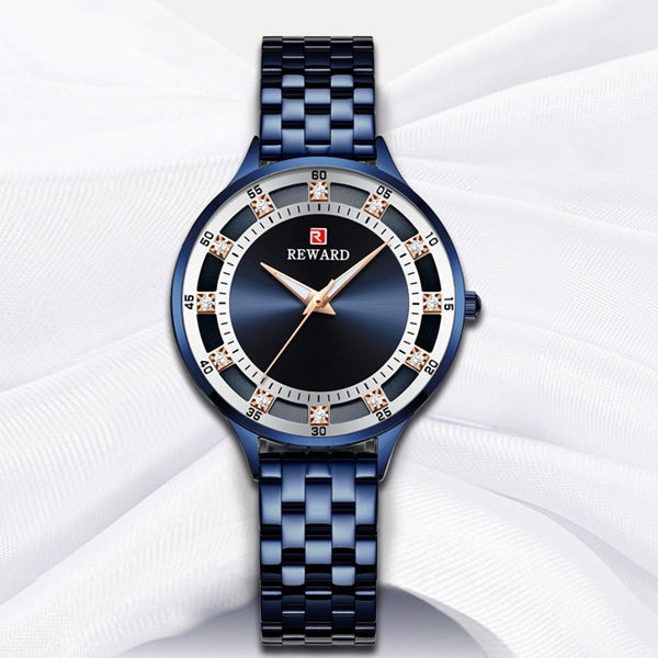 Reloj de Pulsera Acero Inoxidable para Mujer con Diamantes y Cristal de Cuarzo Resistente al Agua
