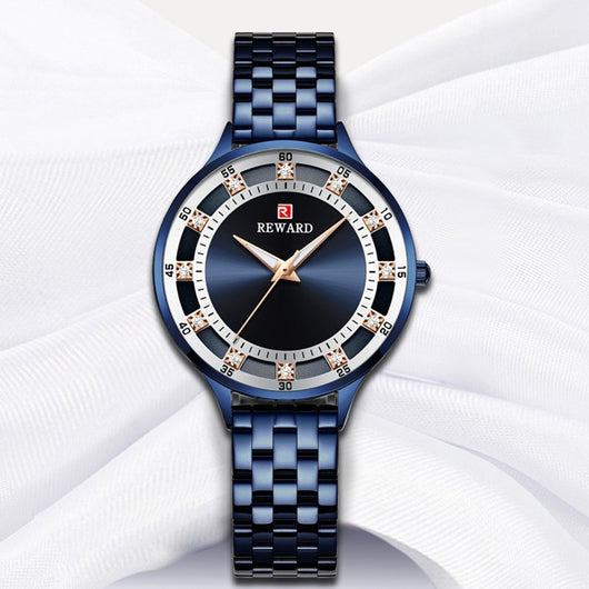 Reloj de Pulsera Acero Inoxidable para Mujer con Diamantes y Cristal de Cuarzo Resistente al Agua