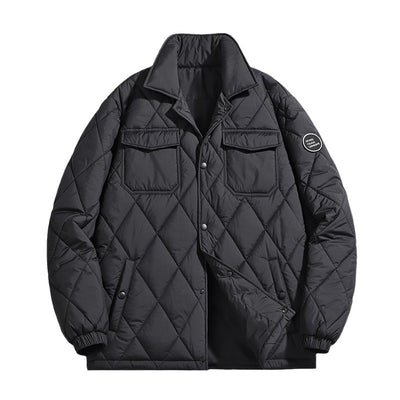 Abrigo Acolchado de Algodón para Hombre - Diseño Rombo Clásico Retro Talla Grande - Image 5